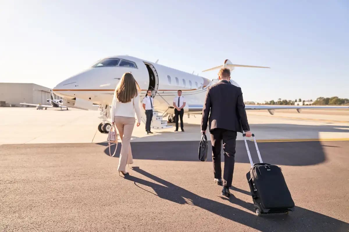 passengers boarding a jet